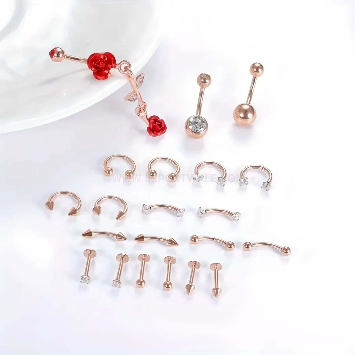 Stylish Stainless Steel Rhinestone Body Piercing Jewelry Set