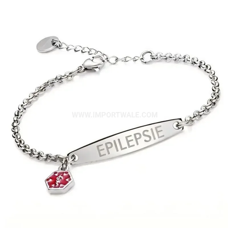Premium Customizable Stainless Steel Medical Alert ID Chain Bracelet for Women