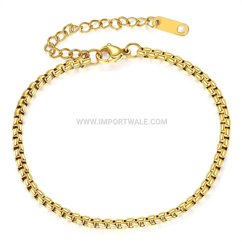 Slender Square Pearl Chain Stainless Steel Bracelet