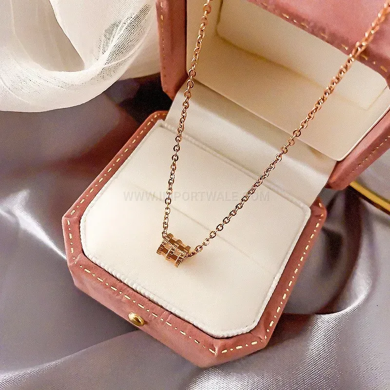 Premium Sleek Minimalist Cylinder Pendant Stainless Steel Choker Necklace