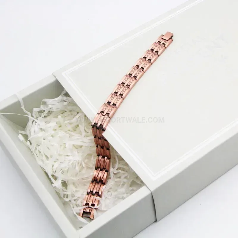 Classic Wide Wheat Pattern Red Copper Magnetic Therapy Link Band