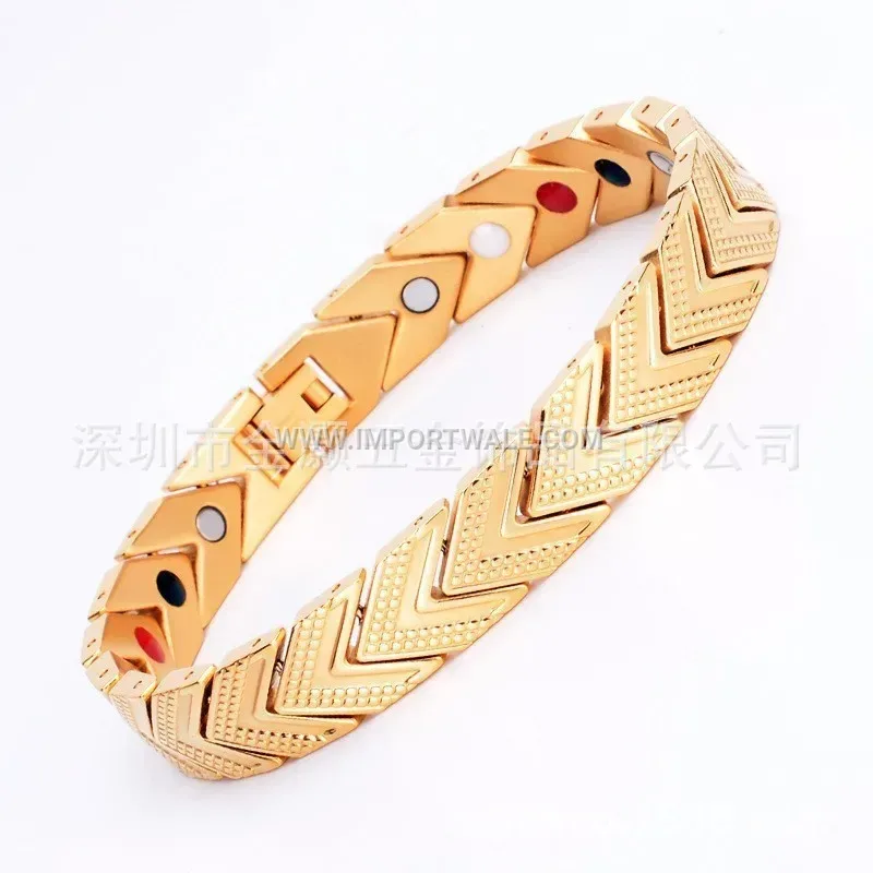 Tri-Tone V-Shape Stainless Steel Geometric Link Bracelet