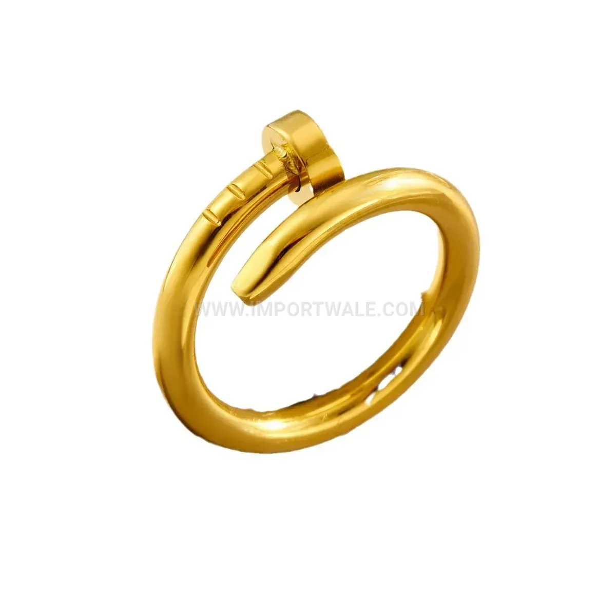 Double Layer Rose Gold Plated Titanium Steel Nail Ring with Rhinestones