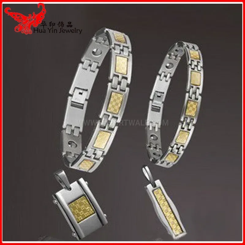 Fashion Pure Titanium Magnetic Bio Couple Bracelet Set with Hematite