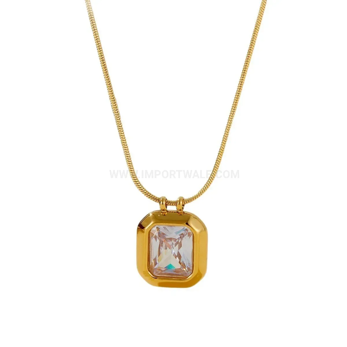 Classic Geometric Cubic Zirconia Titanium Steel Pendant Necklace