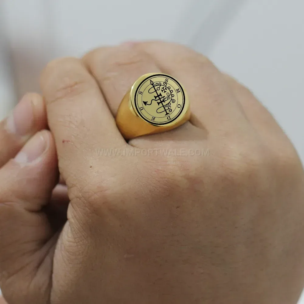 Fashion Vintage Rock Laser Engraved Round Stainless Steel Ring