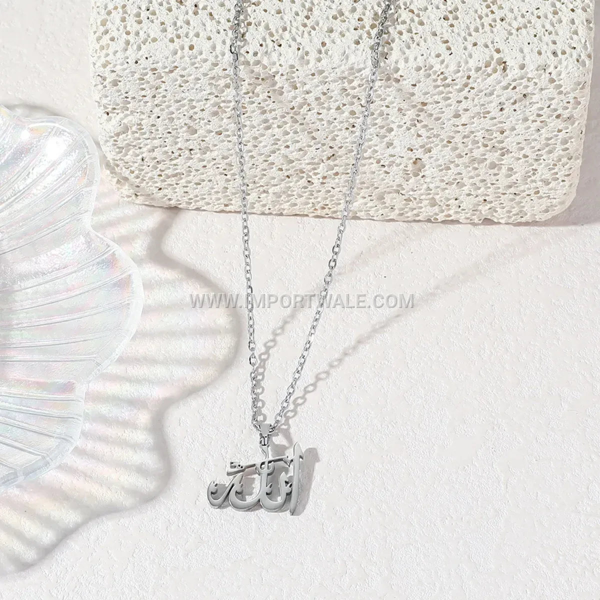 Stainless Steel Arabic Allah Calligraphy Pendant Religious Islamic Necklace