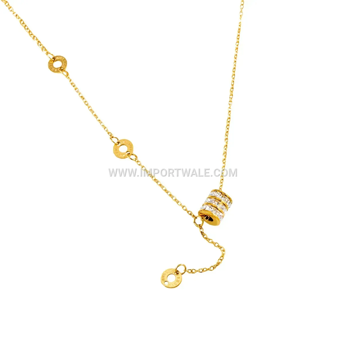 Geometric Letter Cylinder Stainless Steel Pendant Chain Necklace