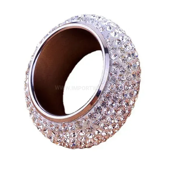 Seven Row Rhinestone Wide Stainless Steel Band Ring 15mm