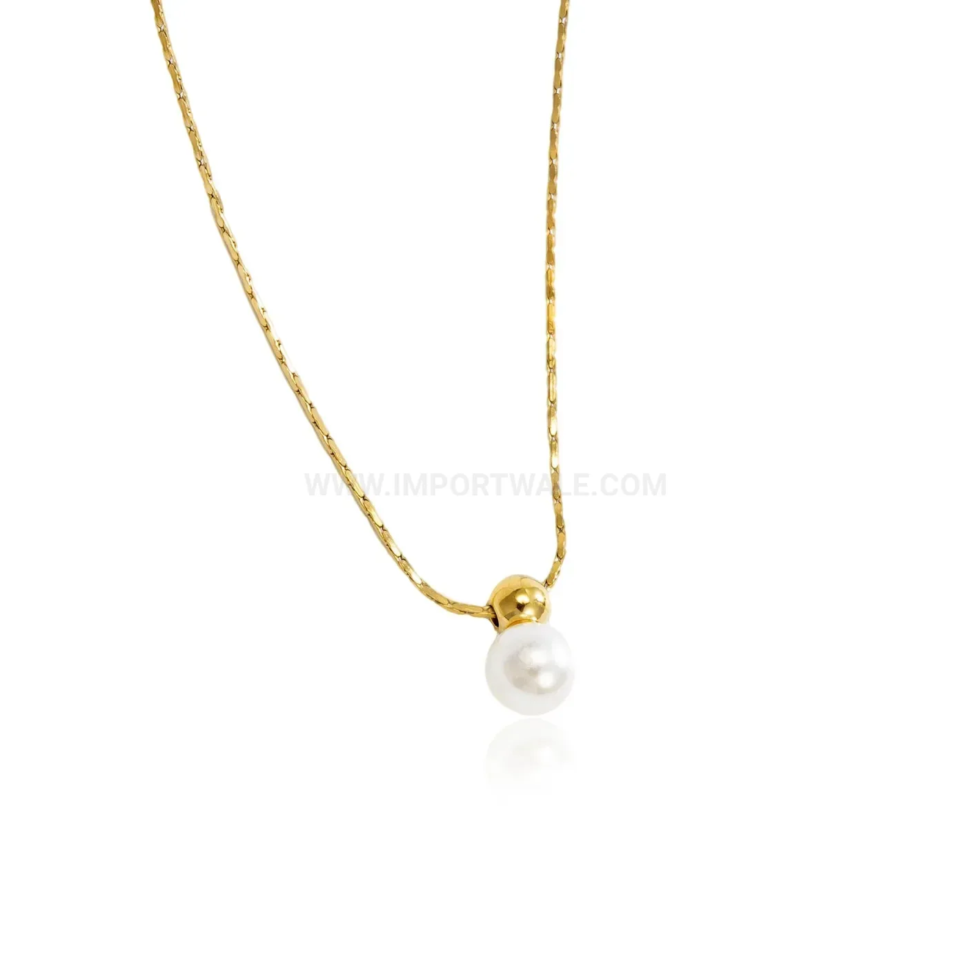 Fashion Solitaire Pearl Pendant Titanium Steel Choker Necklace