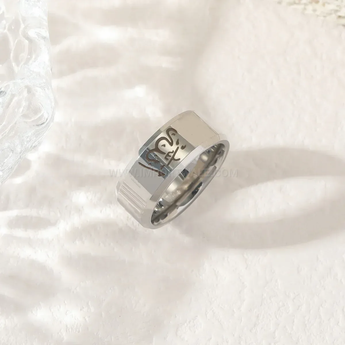 8mm Stainless Steel Ayatul Kursi Quran Inscribed Band Ring