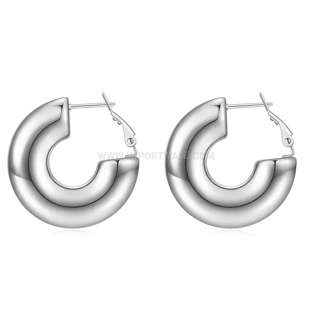 Chic U-Shaped Solid Bead Stainless Steel Earrings
