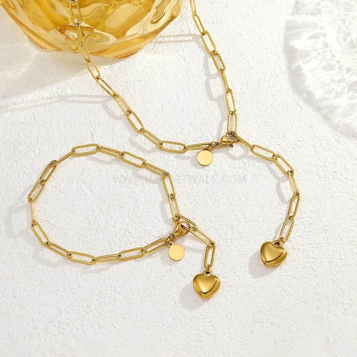 Bold Minimalist Stainless Steel Heart Pendant Jewelry Set