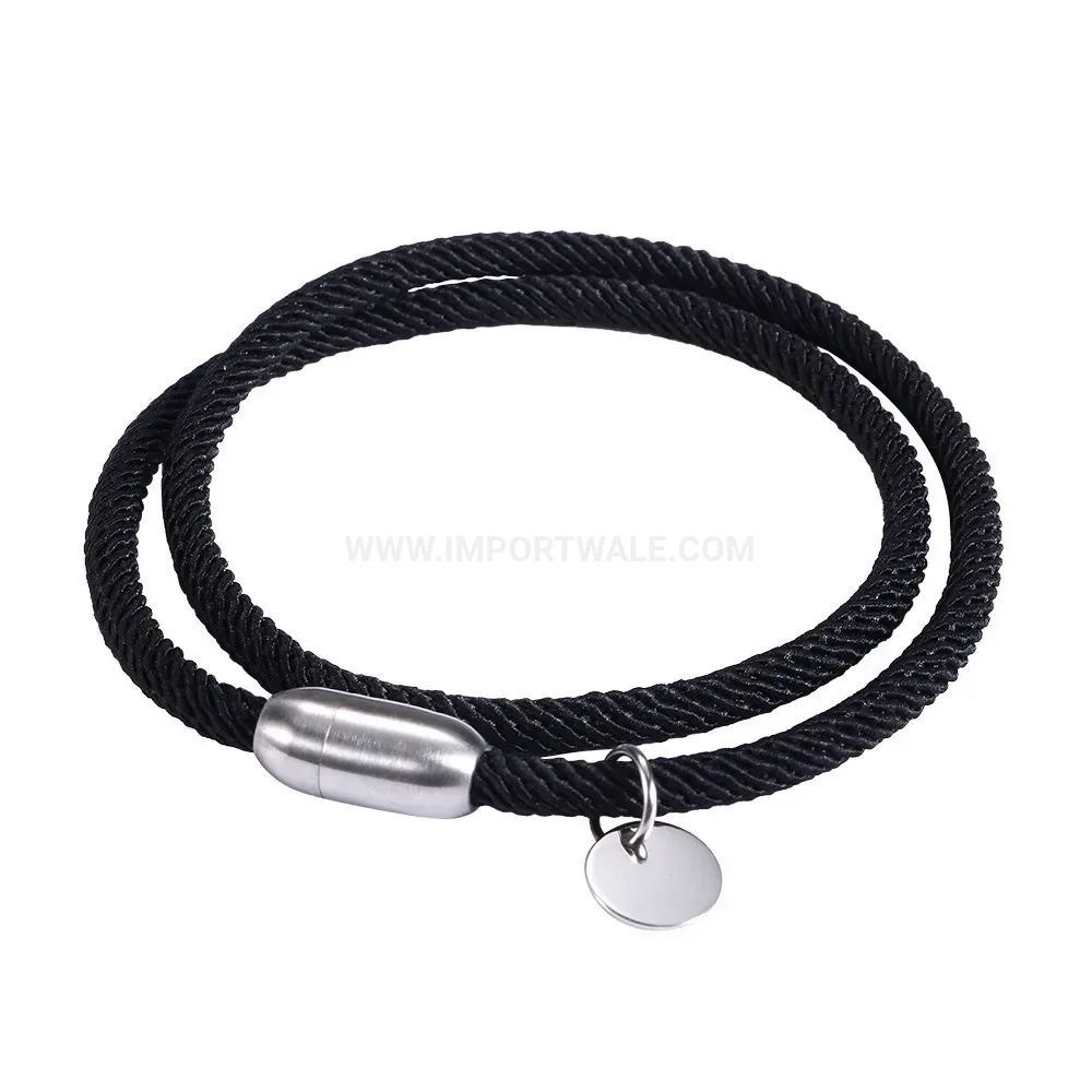 Double Wrap Cord Bracelet with Stainless Steel Magnetic Clasp
