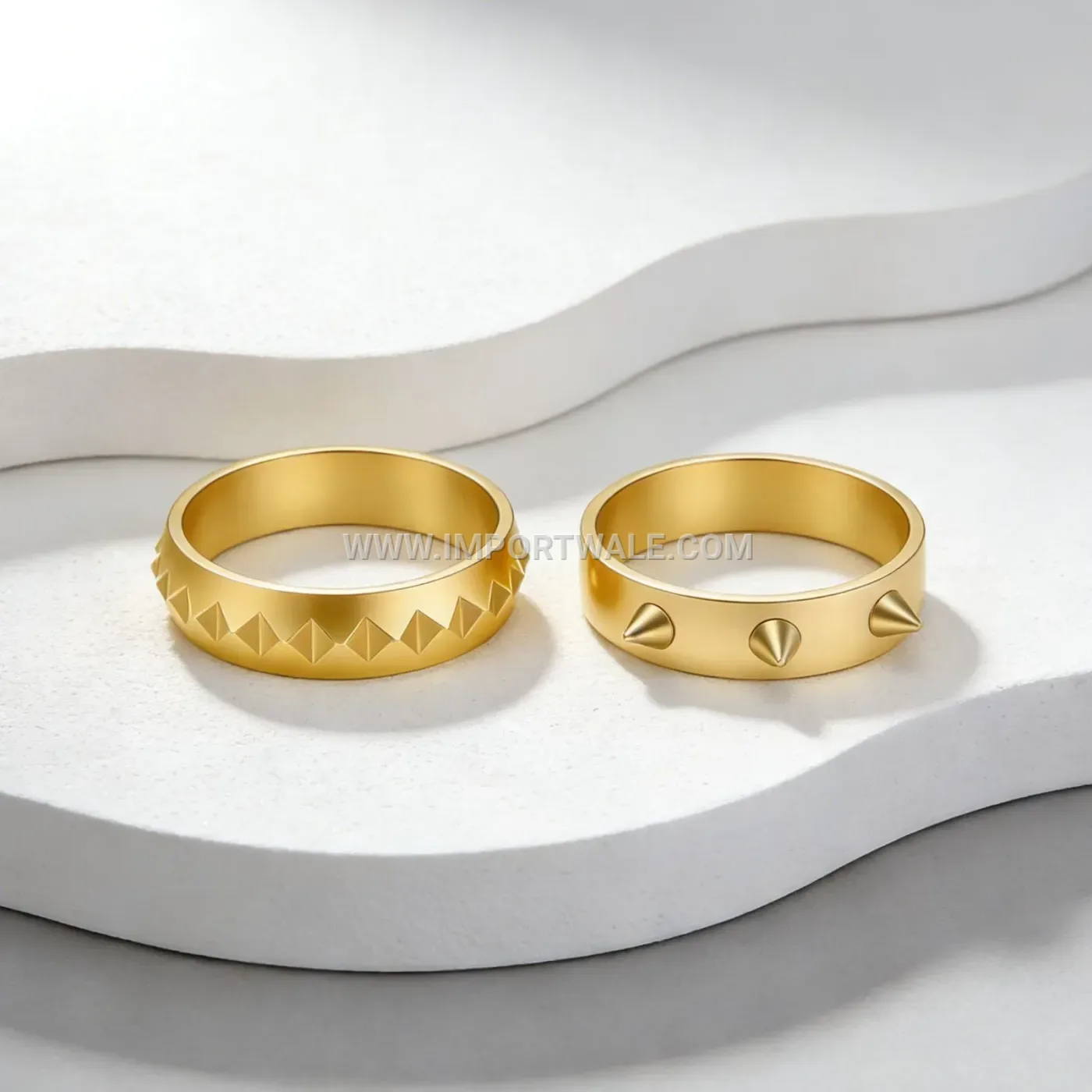 Three-Stud Punk Style Stainless Steel Spinner Ring