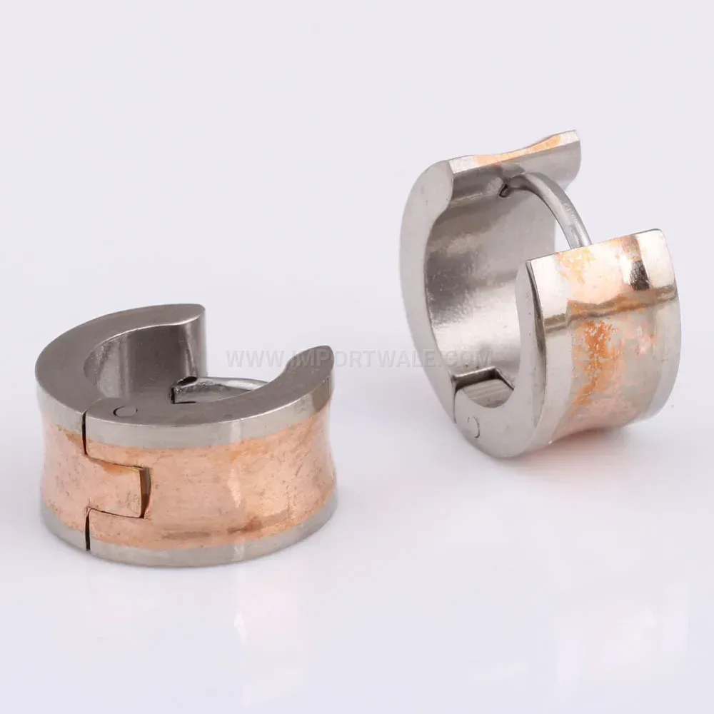 Elegant Minimalist Frosted Rose Gold Stainless Steel Hoop Earrings