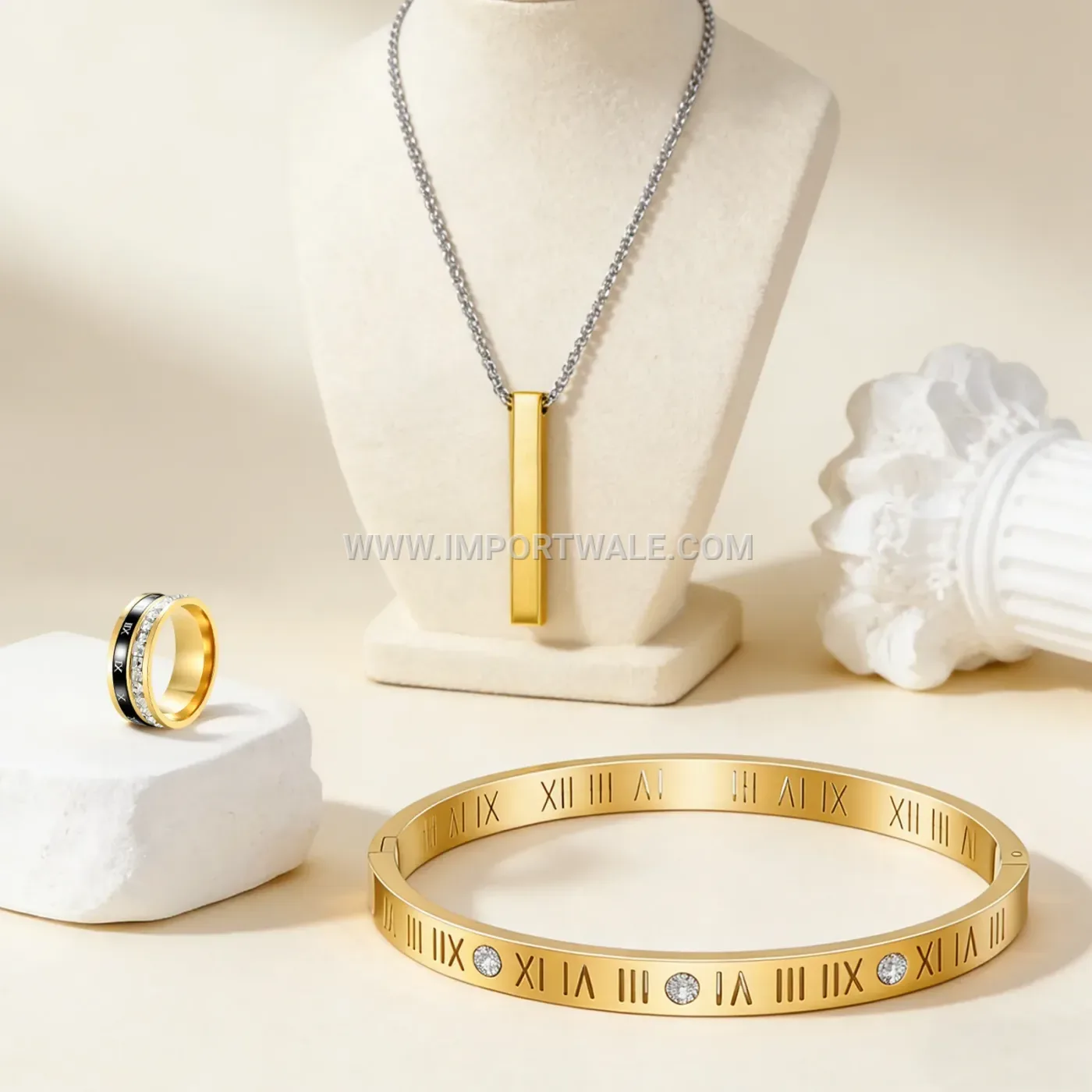 Roman Numeral Gold Plated Stainless Steel Set
