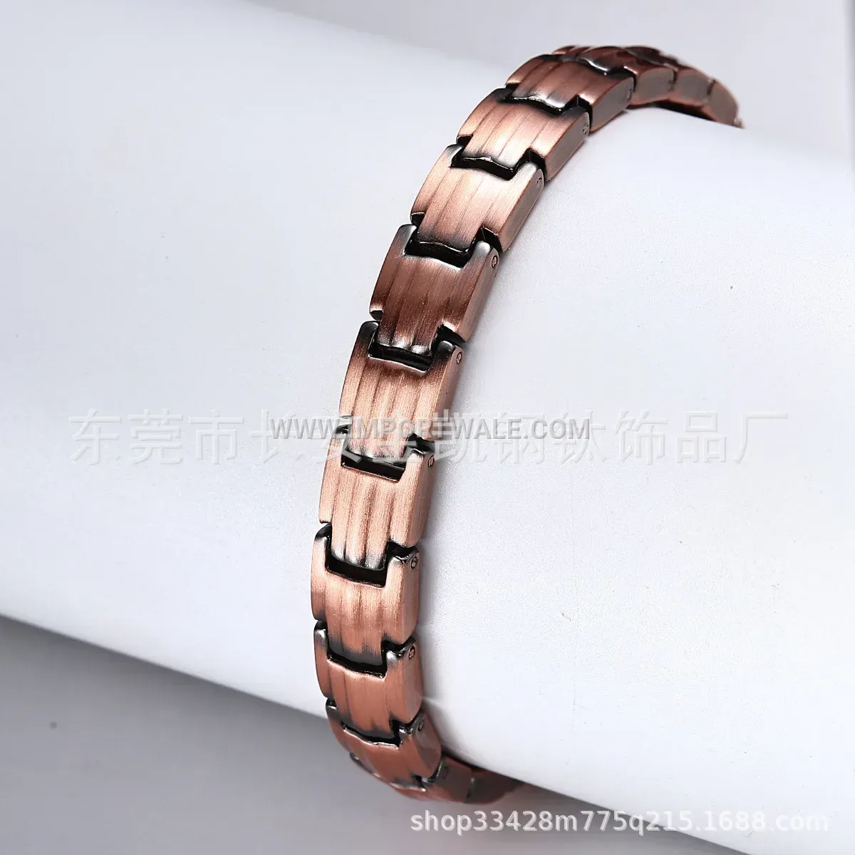 Thickened Vintage Red Copper Square Link Magnetic Bracelet