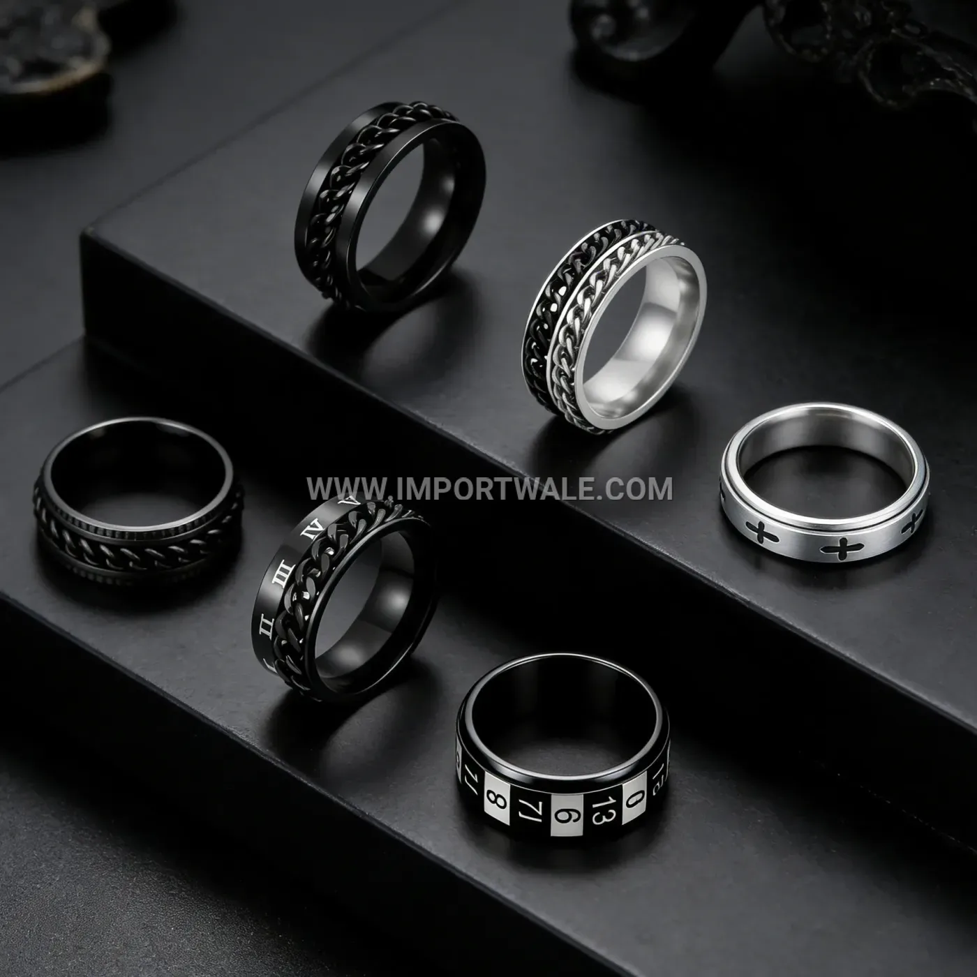 Stainless Steel Gold Plated Spinner Ring Set
