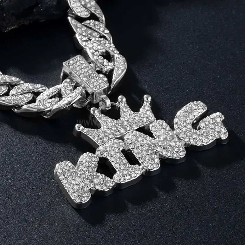 Modern Customizable Iced Out Letter Alloy Pendant Necklace