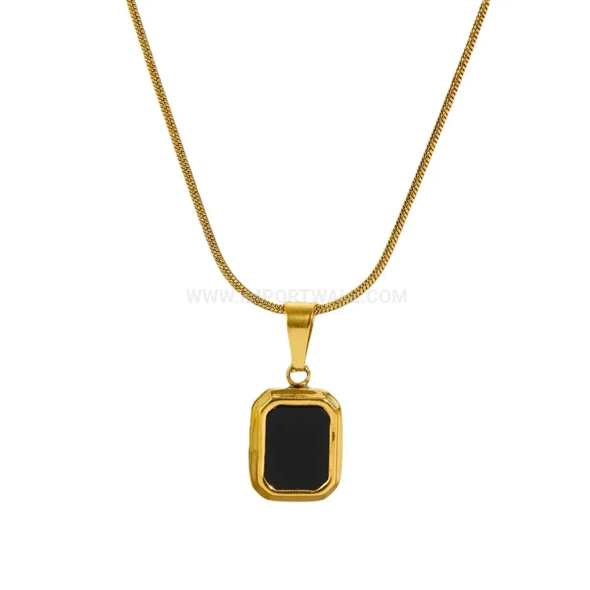 Chic Square Black Shell Pendant Titanium Steel Necklace