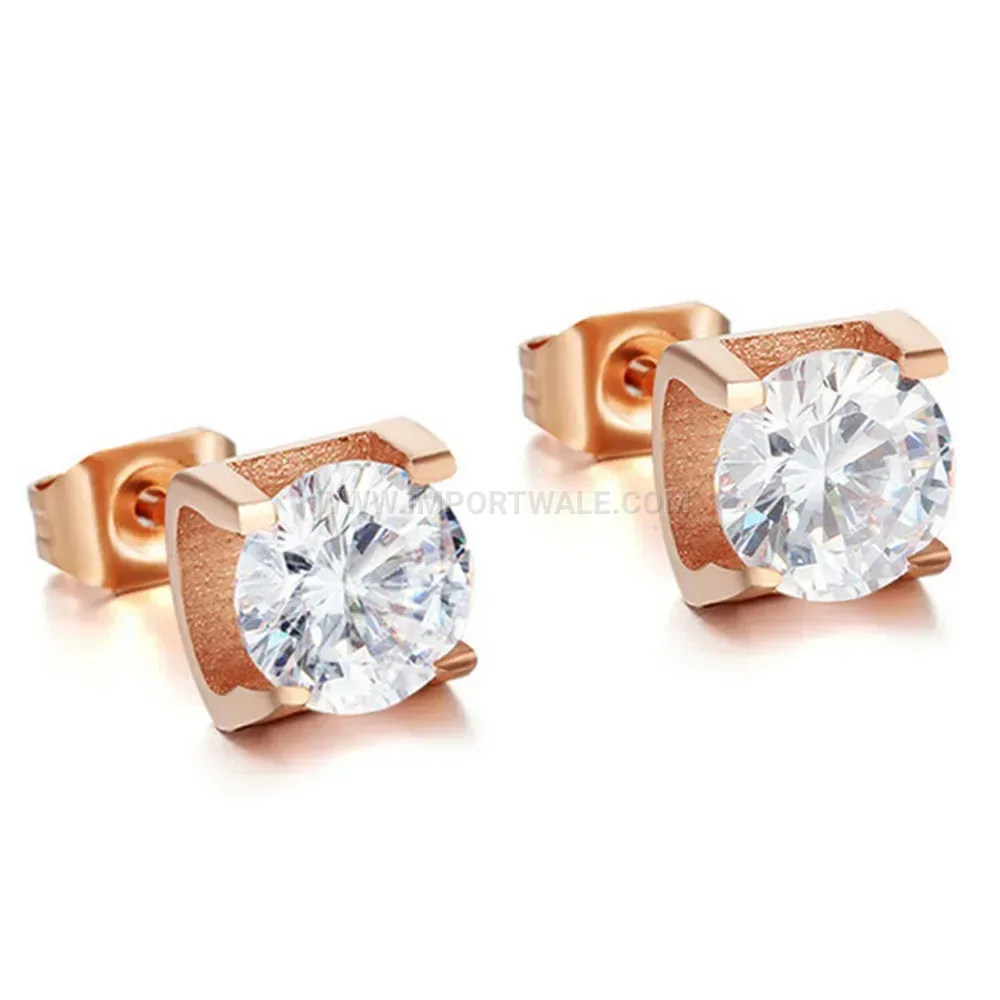 Hollow Geometric Cubic Zirconia Stainless Steel Studs