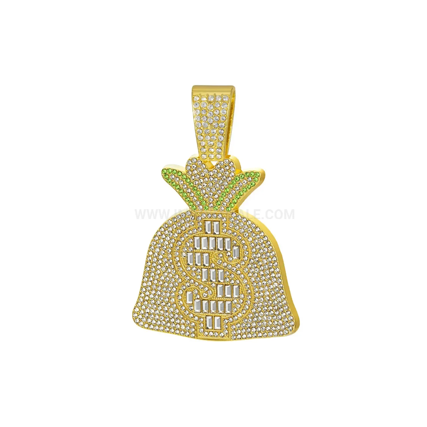 Chic Rhinestone Money Bag Pendant Two Tone Cuban Chain Necklace