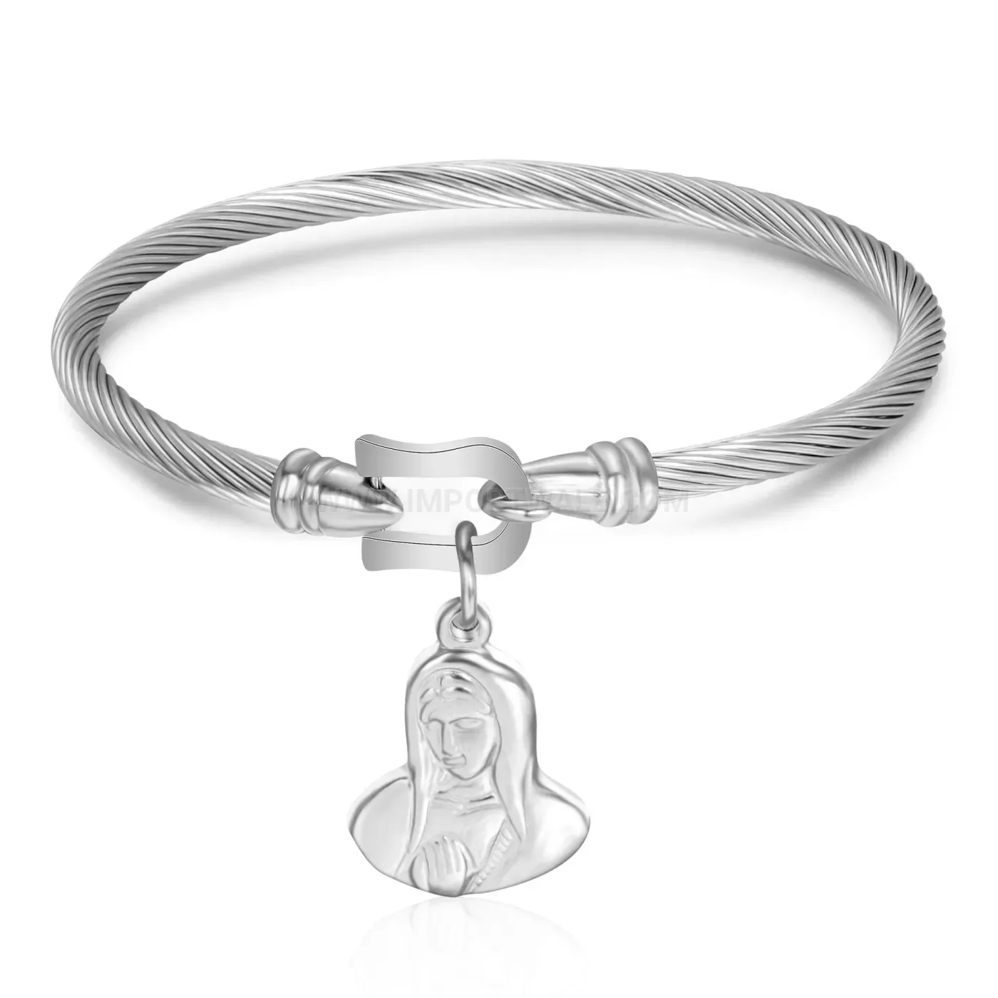 Fashion Horseshoe Shackle Heart Motif Stainless Steel Statement Bangle
