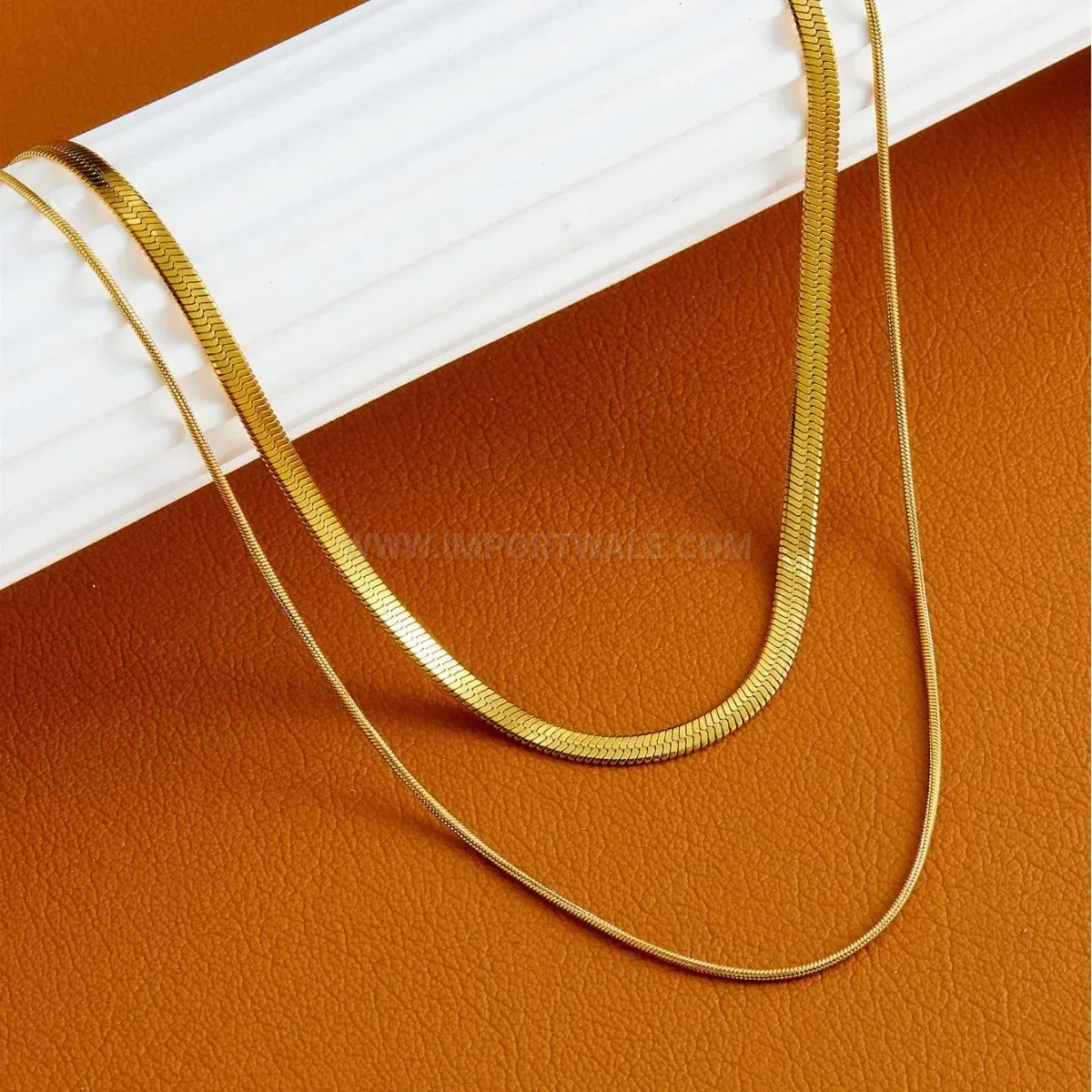 Bold Double Layered Titanium Steel Snake Chain Choker Necklace