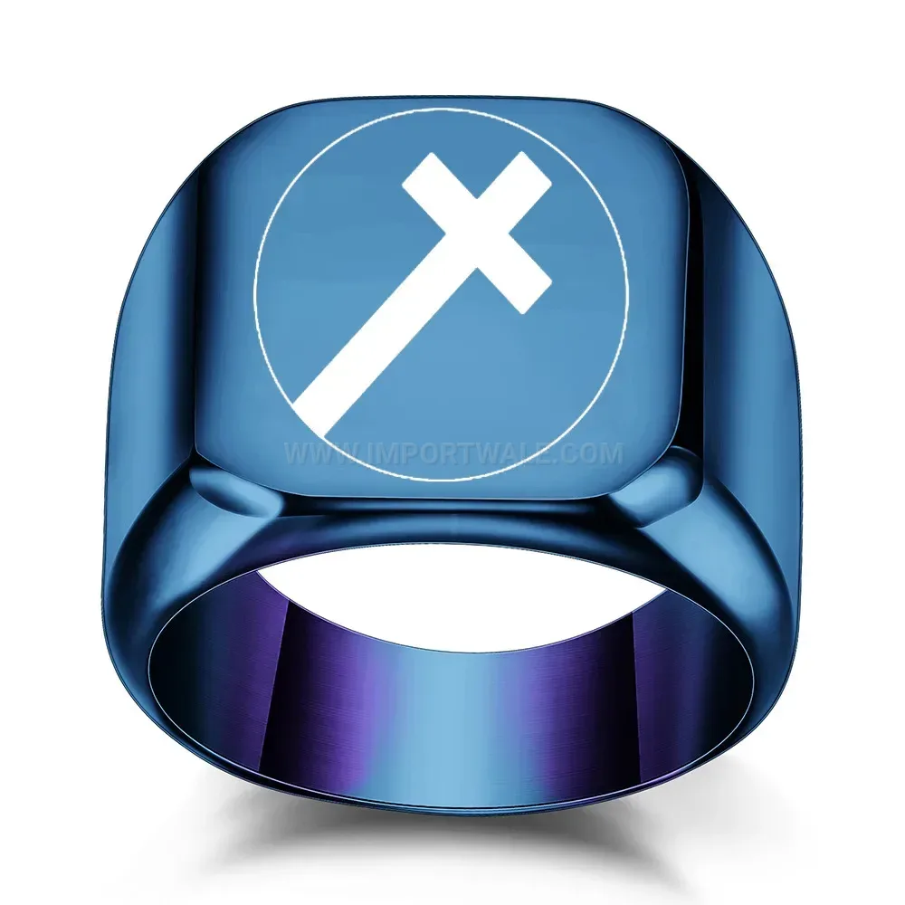 Stylish Square Cross Motif Stainless Steel Signet Ring