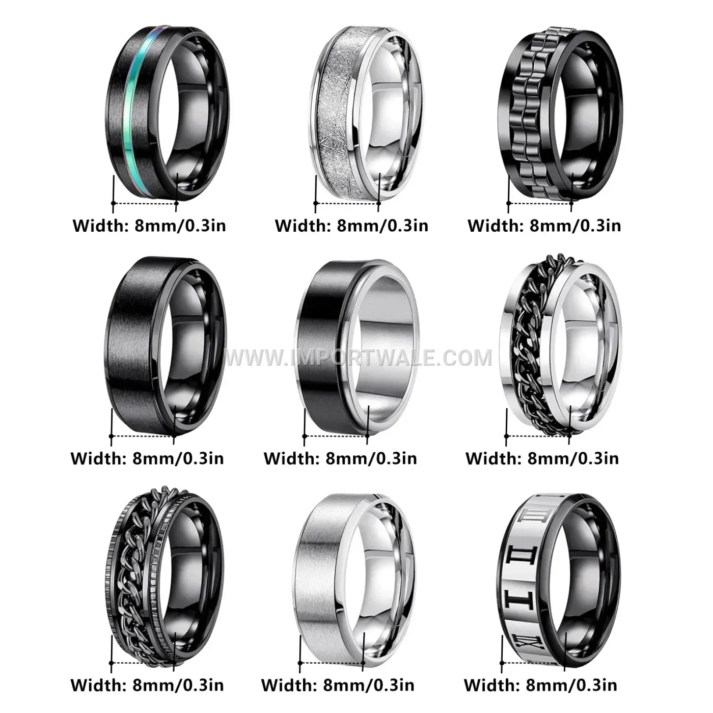 Spinner Stainless Steel Relief Ring Set
