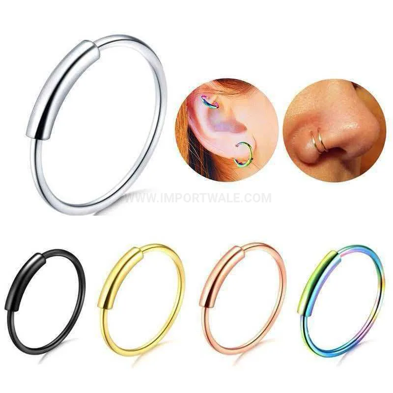 Premium Rhinestone Curved Bar Stainless Steel Nose Stud Set