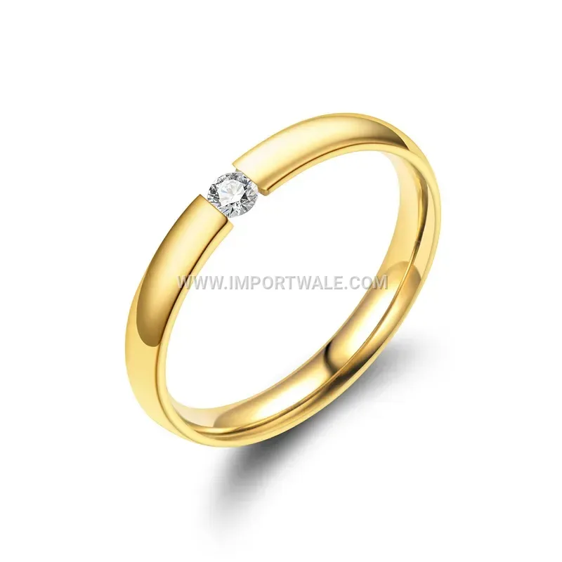 Slim Tension Set Solitaire Crystal Stainless Steel Ring