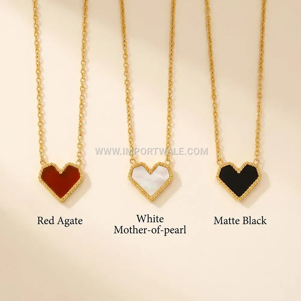 Heart Shell Pendant 18K Gold Plated Stainless Steel Necklace