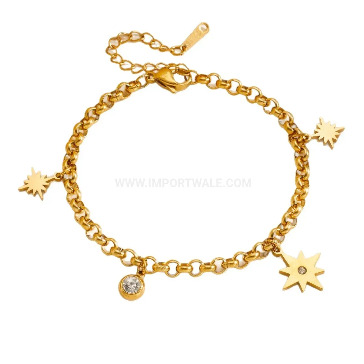 Chic Rhinestone Eight-Pointed Star Stainless Steel Bracelet