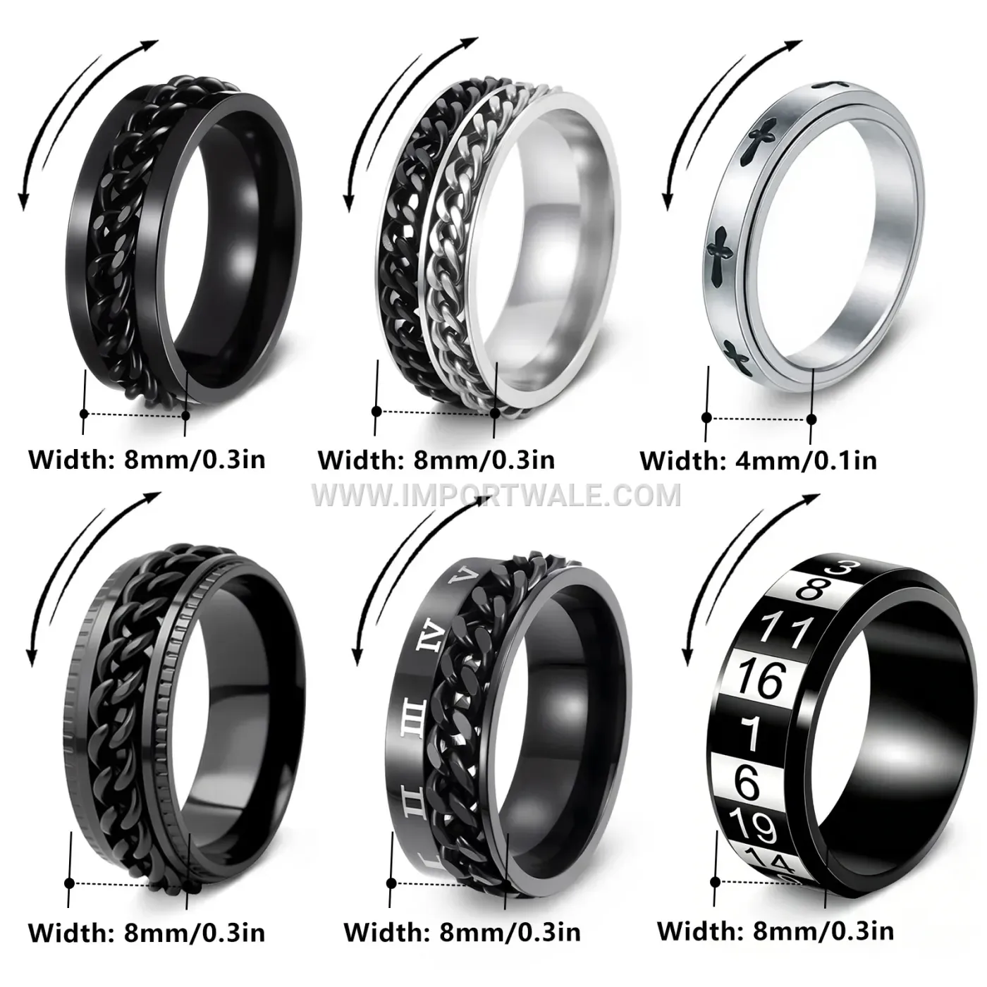 Stainless Steel Gold Plated Spinner Ring Set