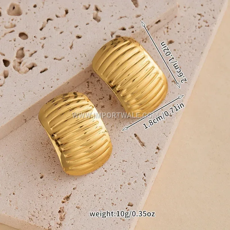 18K Gold Plated Stainless Steel Geometric Diamond Stud Earrings