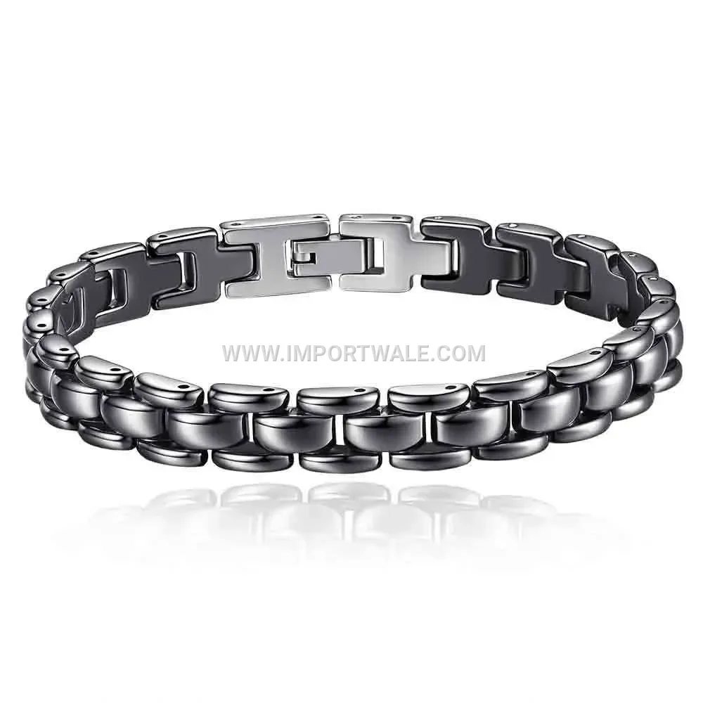 Adjustable Ceramic Two-Tone Watch Strap Style Bracelet