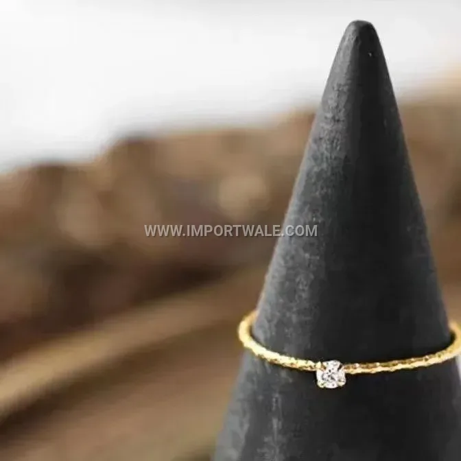 Dainty Stainless Steel Crystal Accent Band Ring