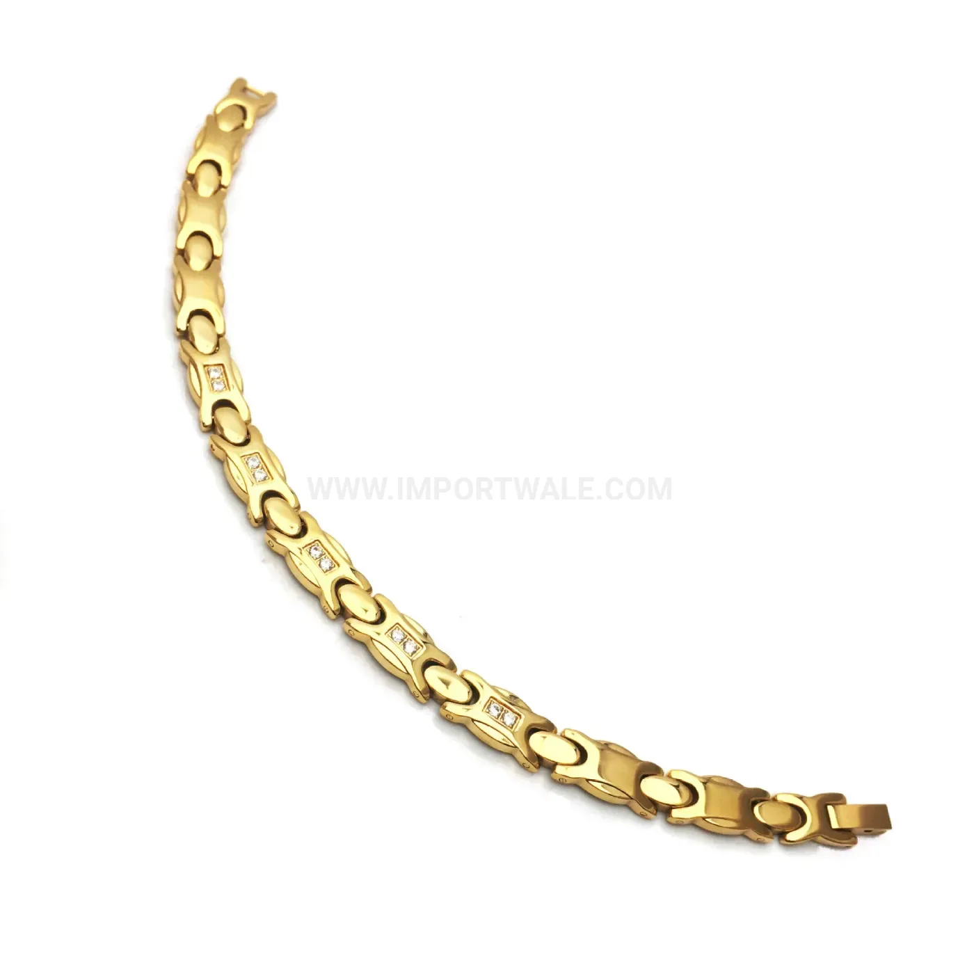 Heart Accent Stainless Steel Bio Magnet Link Bracelet