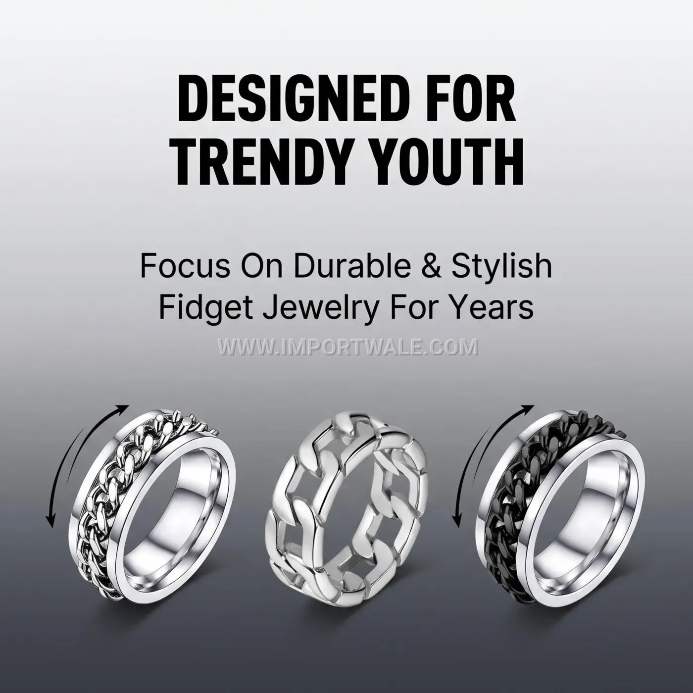 Geometric Stainless Steel Chain Link Statement Ring