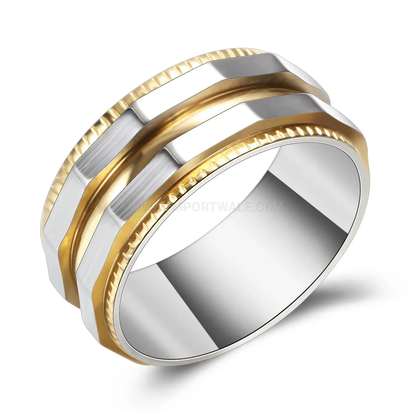 Stylish Textured Edge Geometric Stainless Steel Band Ring