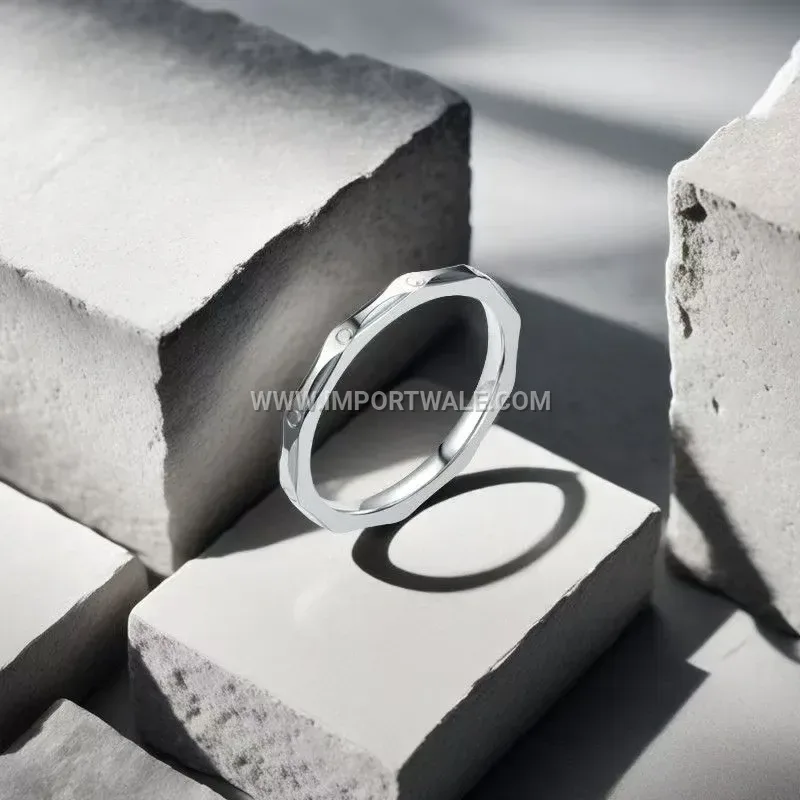 Engraved Diamond Texture Stainless Steel Band Ring