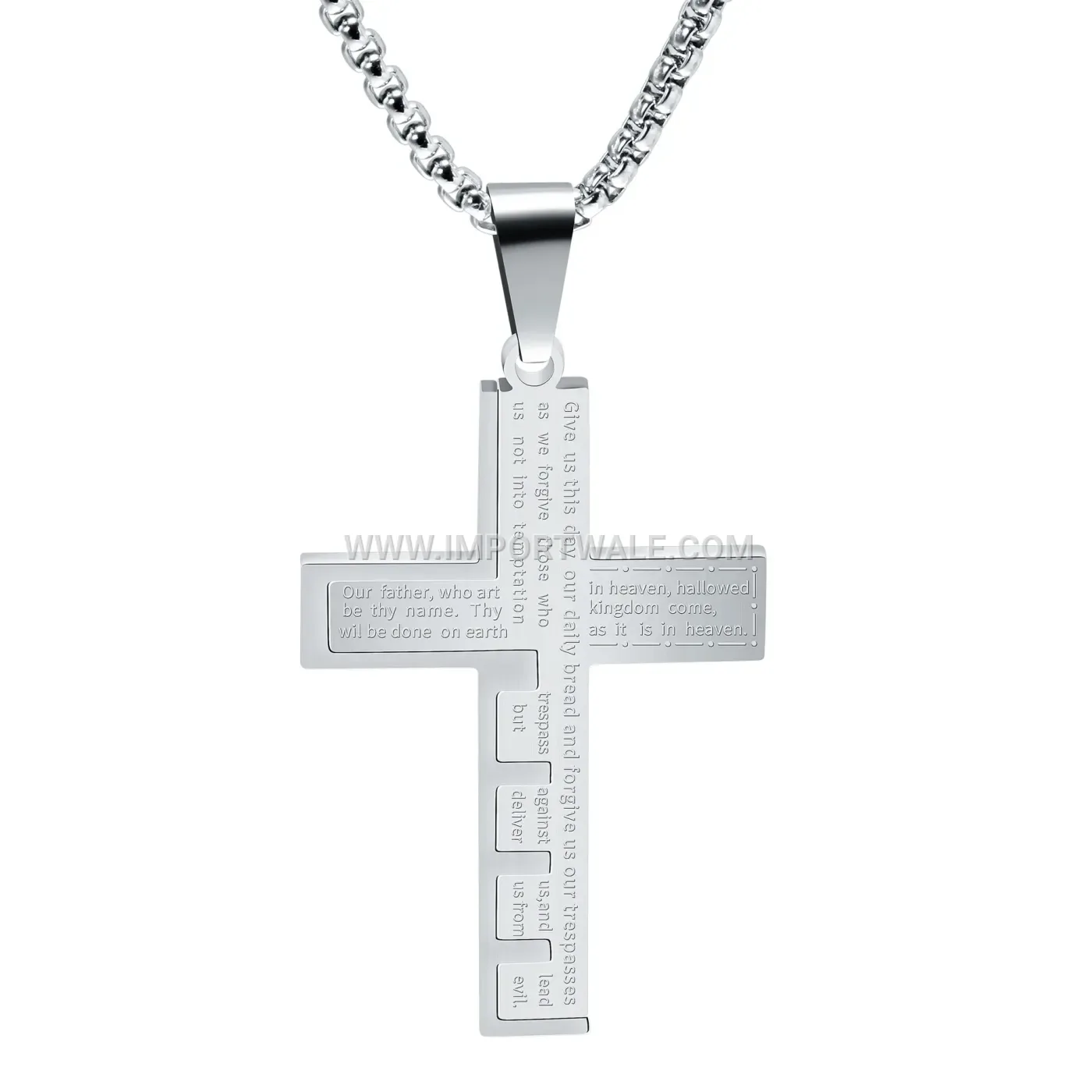 Stainless Steel Cross Pendant Snake Chain Necklace