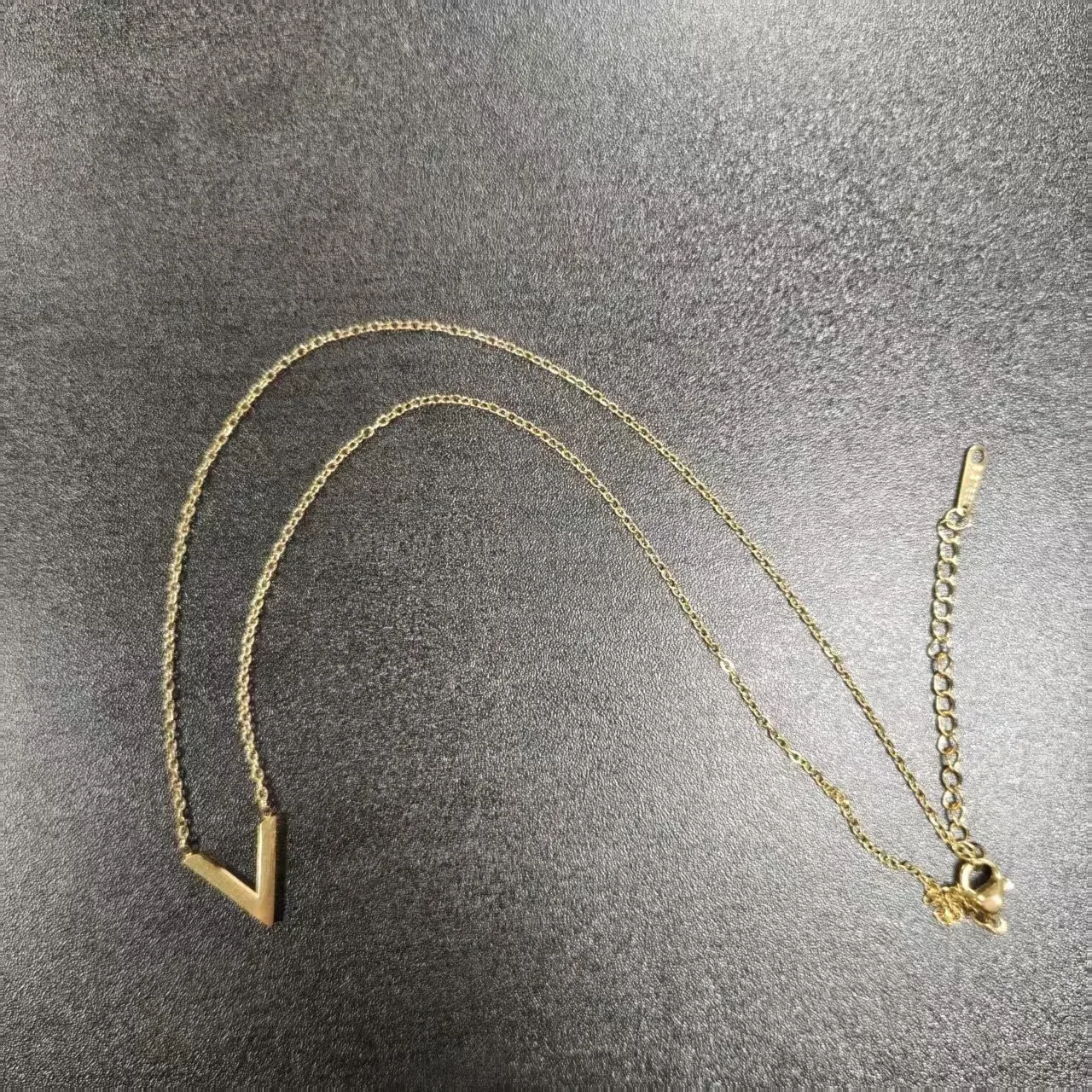 Bold Minimalist Geometric V Pendant Stainless Steel Choker Necklace