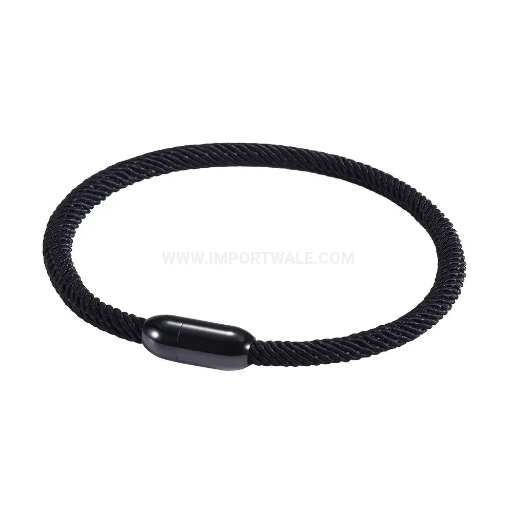 Minimalist Leather Bracelet With Black Electroplated Magnetic Clasp