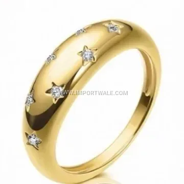 Gold Plated Stainless Steel Starry Sky Band Ring