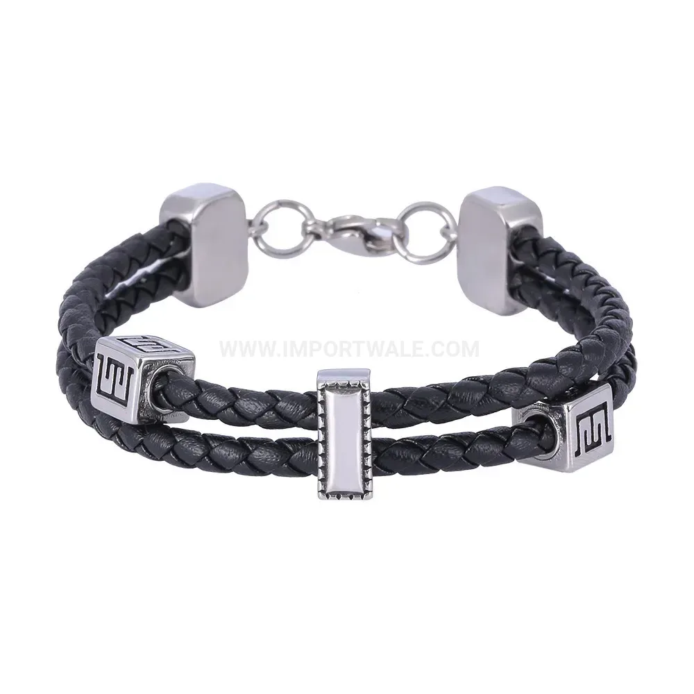 Minimalist Double-Strand Braided Leather Cuff Bracelet