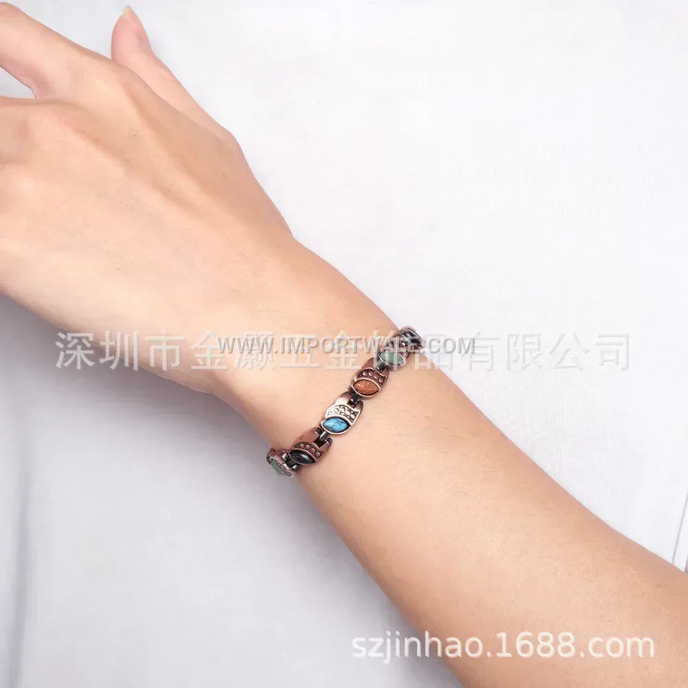 Minimalist Vintage Alloy Magnetic Bracelet in Antique Bronze