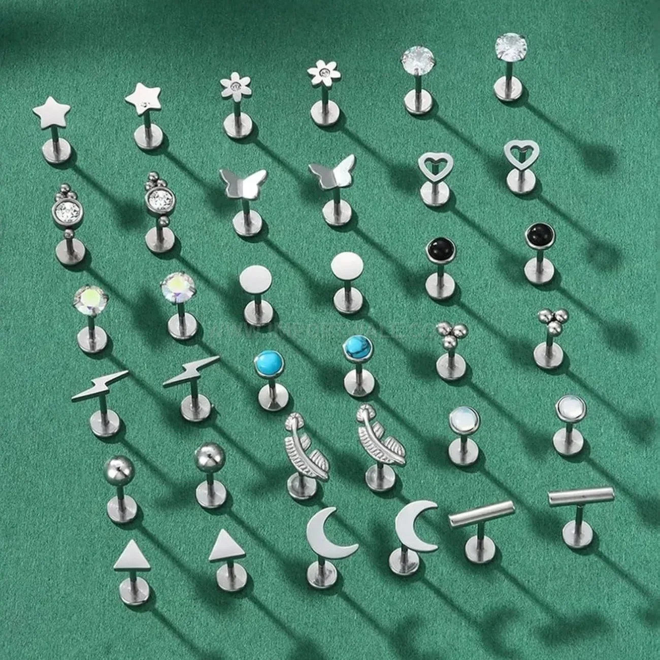 Chic Flat Back Threaded Stainless Steel Multi-Style Piercing Studs